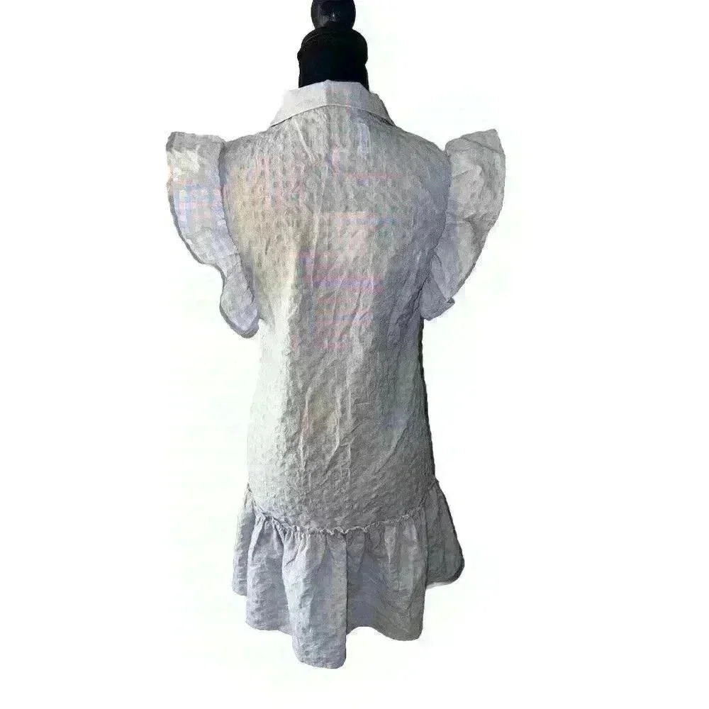 The Shirt Rochelle Behrens Baby Blue & Pink Checkered Collared Dress NWT Size XS - Picture 5 of 8